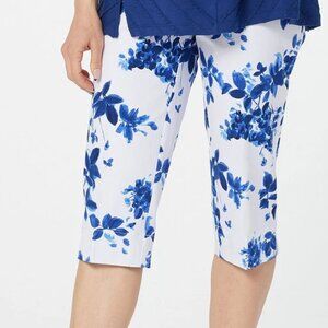 Isaac Mizrahi Live! Stretch Floral Printed Pedal Pusher Capri Pants size 12P